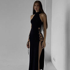Sexy Dark Halloween Style Velvet Bodycon Evening Dress