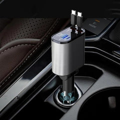 Car Multi-functional Charger:4-in-1 Retractable Charging Cable
