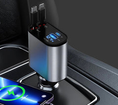 Car Multi-functional Charger:4-in-1 Retractable Charging Cable