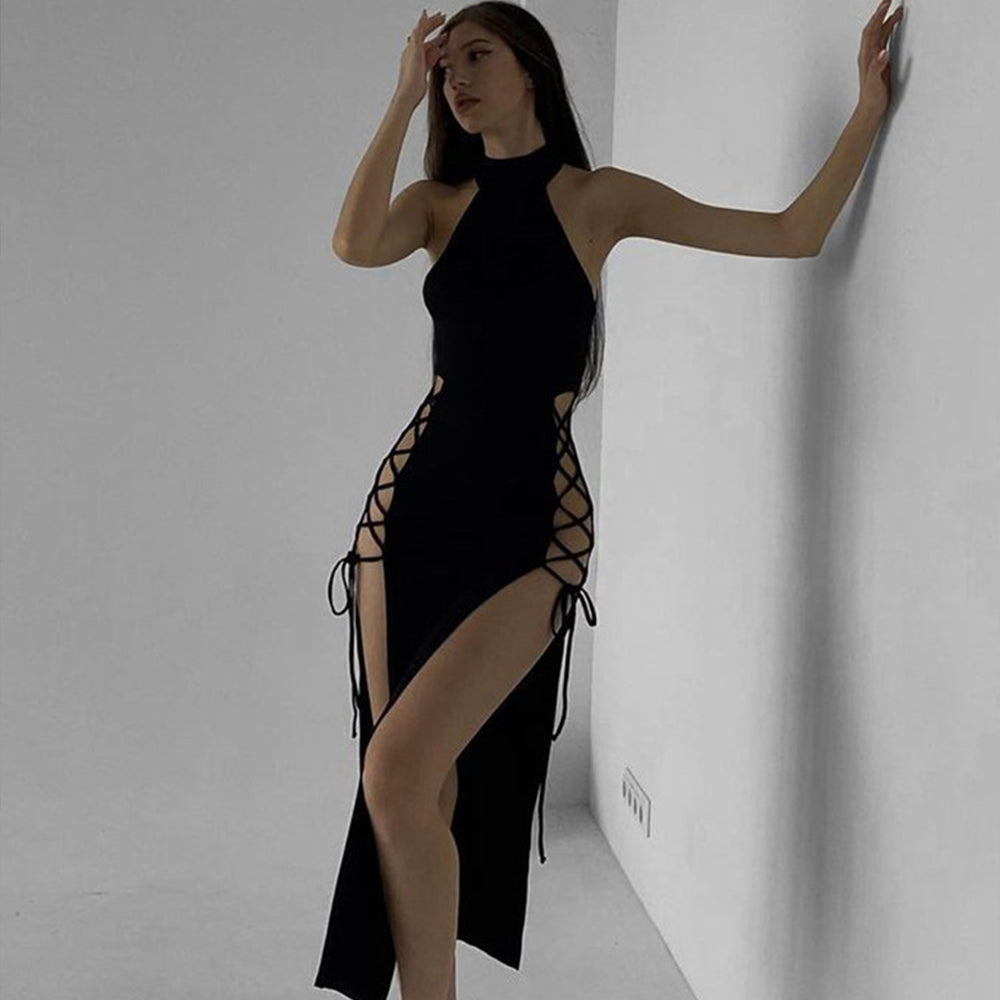 Sexy Dark Halloween Style Velvet Bodycon Evening Dress