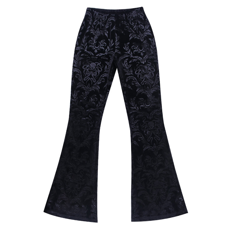 Dark Fashion Temperament Flared Pants WOMEN'S Suede Embossed Casual Pants