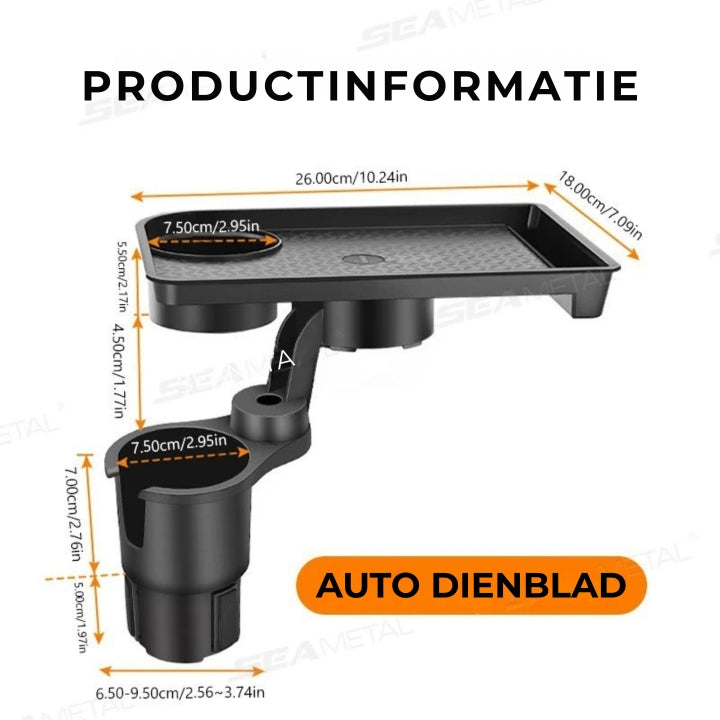 FlexiTray – 4-in-1-Becherhalter & Snacktablett