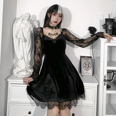 Dark Halloween Style Punk Dress Sexy Lace Print Party Dress Cosplay  Streetwear Y2K Skirt