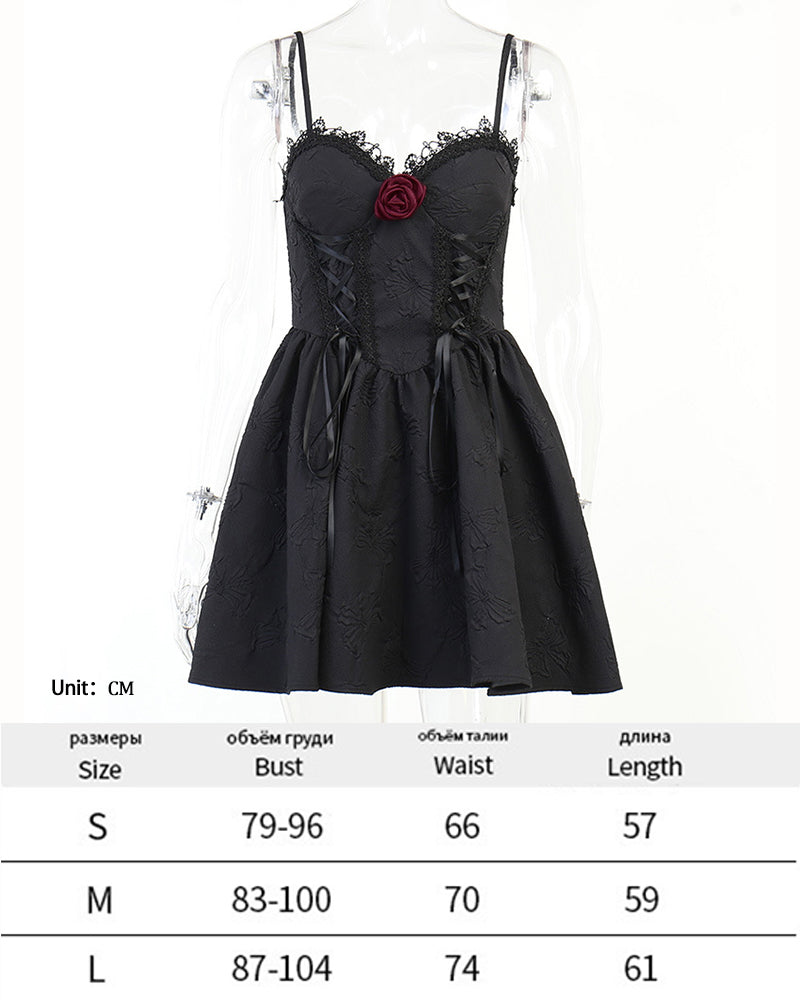 Dark Halloween Style Punk Dress Sexy Lace Print Party Dress Cosplay  Streetwear Y2K Skirt