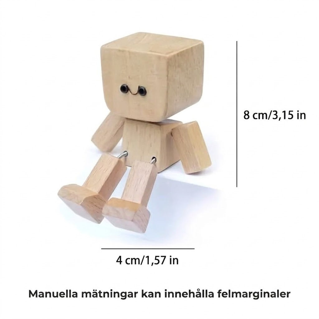 Charmerende lille træfigur med 12 magnetiske ansigtsudtryk