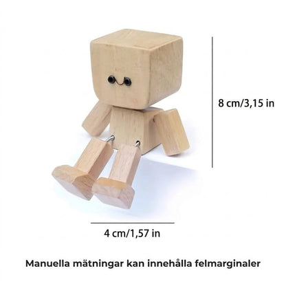 Charmerende lille træfigur med 12 magnetiske ansigtsudtryk
