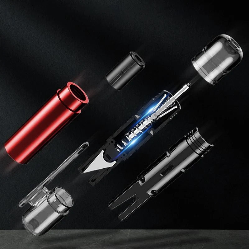 Emergency hammer + seat belt cutter