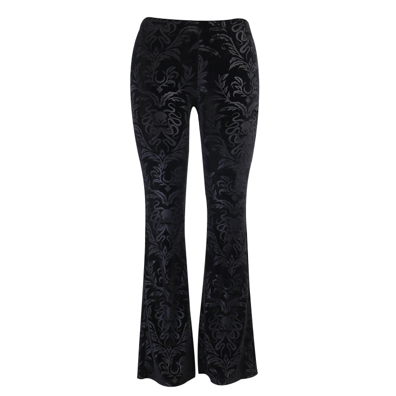 Dark Fashion Temperament Flared Pants WOMEN'S Suede Embossed Casual Pants