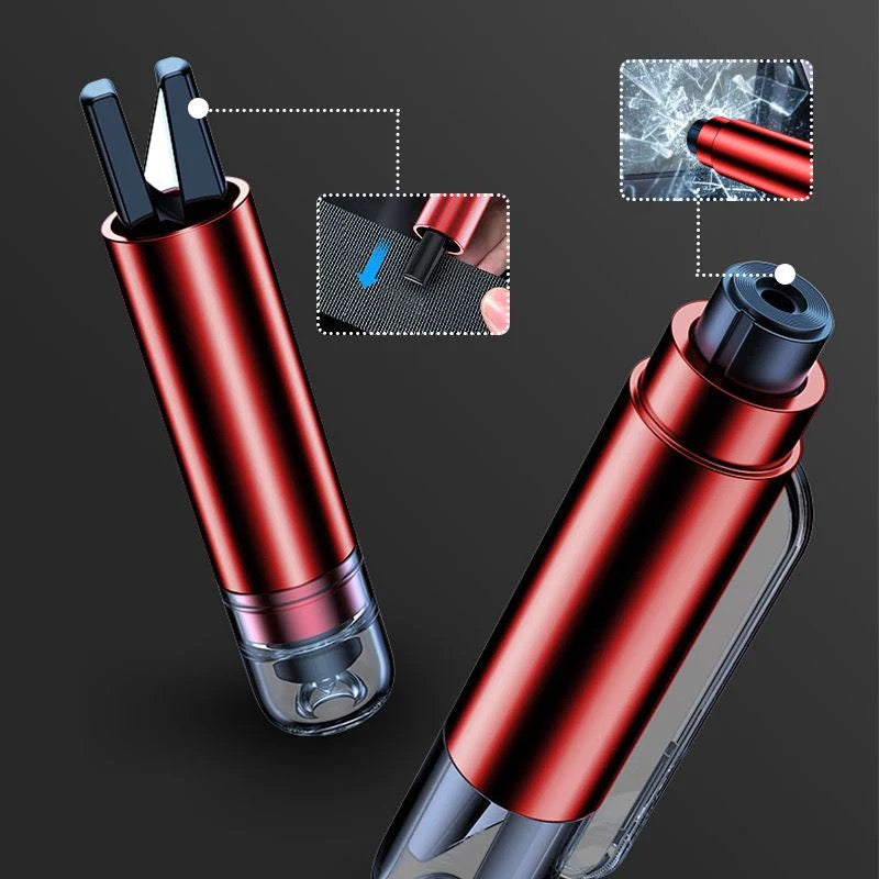 Emergency hammer + seat belt cutter