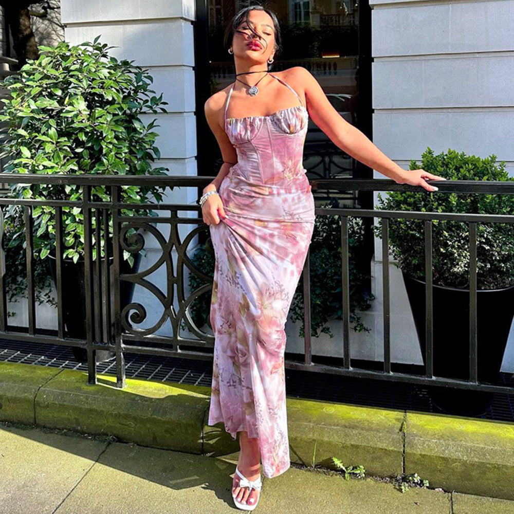 Fashion High Waisted Satin Suspender Dress for Women Sexy Elegant Bodycon Outfit Evening Dress