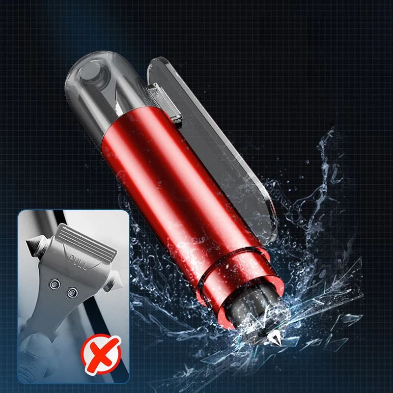 Emergency hammer + seat belt cutter