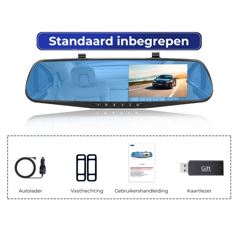Auto-Spiegel-Dashcam – Dual-Objektiv + integrierter Bildschirm