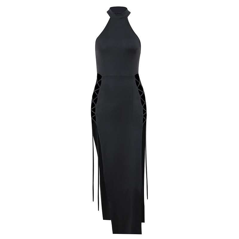 Sexy Dark Halloween Style Velvet Bodycon Evening Dress
