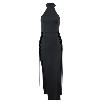 Sexy Dark Halloween Style Velvet Bodycon Evening Dress