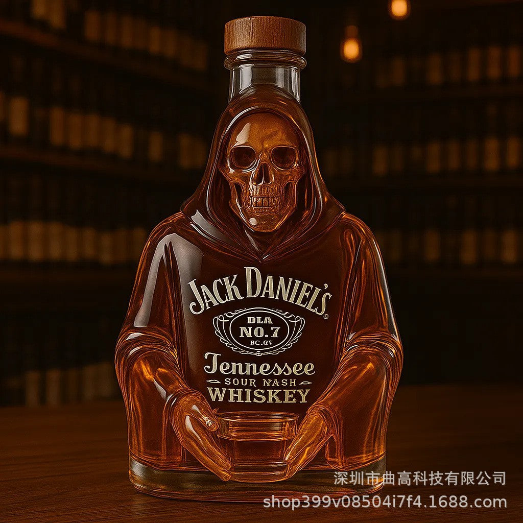 Whiskeyflasche mit französischem Bulldoggenmotiv