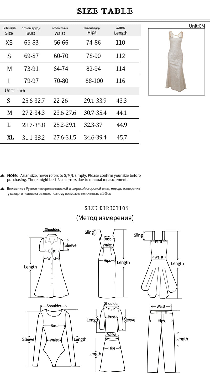 Blingbling Elegant Camisole Evening Dress Sexy Slim Fit Long Skirt