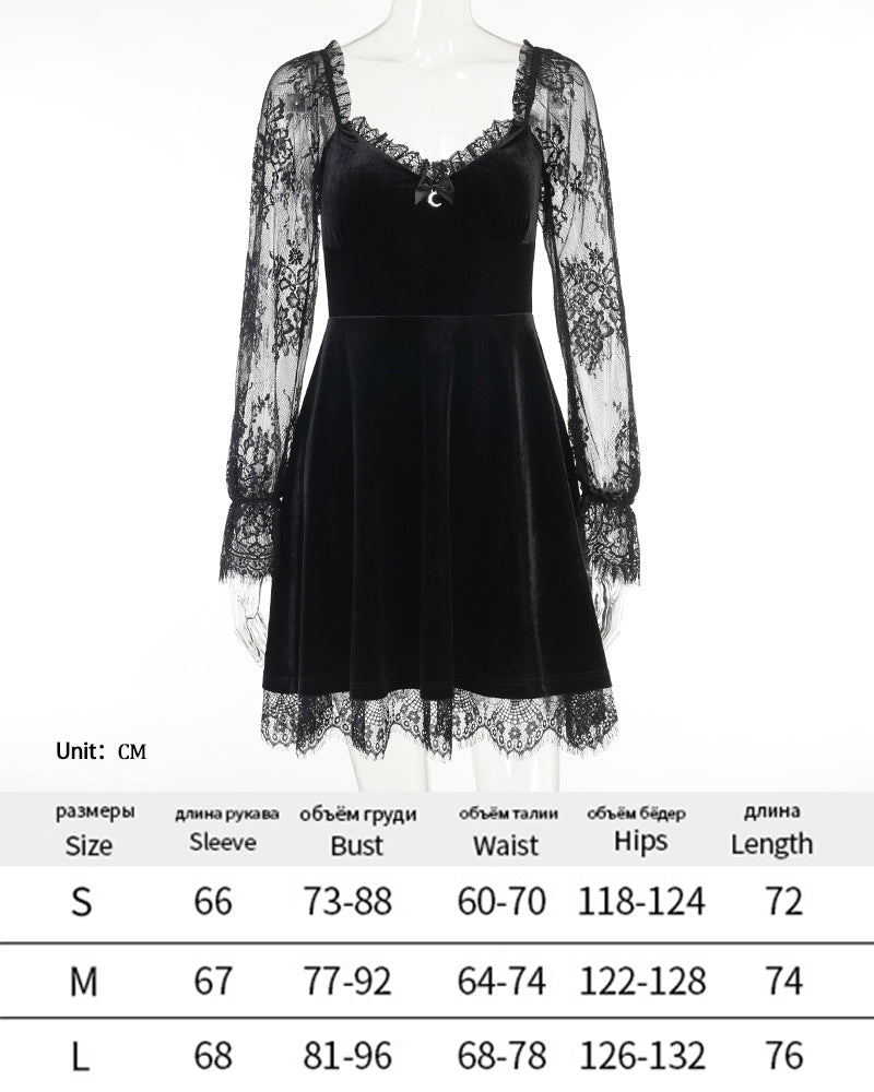 Dark Halloween Style Punk Dress Sexy Lace Print Party Dress Cosplay  Streetwear Y2K Skirt