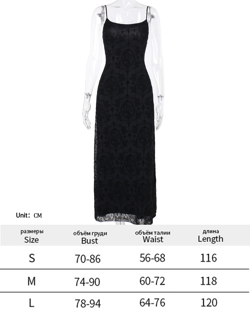 Dark Halloween Style Punk Dress Sexy Lace Print Party Dress Cosplay  Streetwear Y2K Skirt