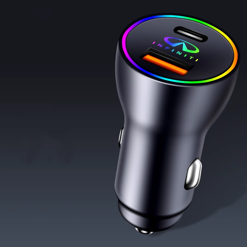 PowerLuxe Car Fast Charger with Ambient Light - Customizable Logo