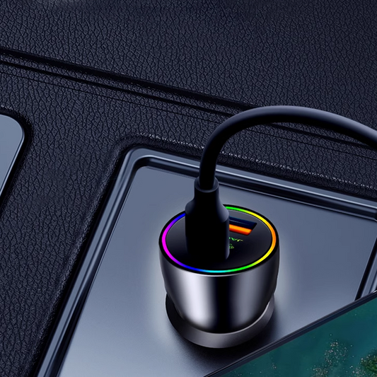 PowerLuxe Car Fast Charger with Ambient Light - Customizable Logo
