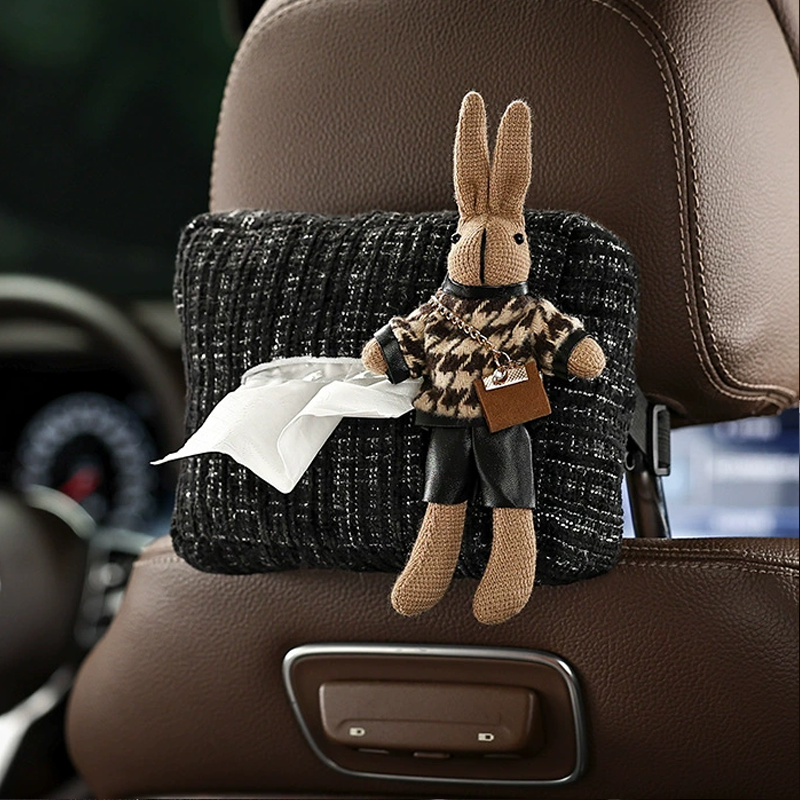 BunnyCharm Car Tissue Box - With Rabbit Plush Toy