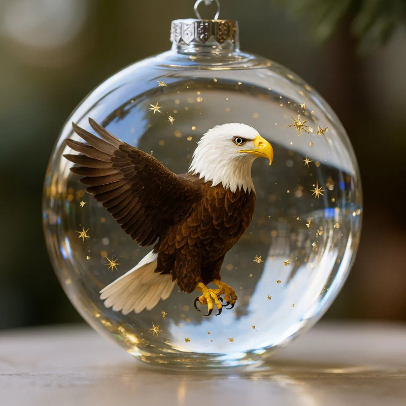 Vogelornament aus Glas in Kugelform